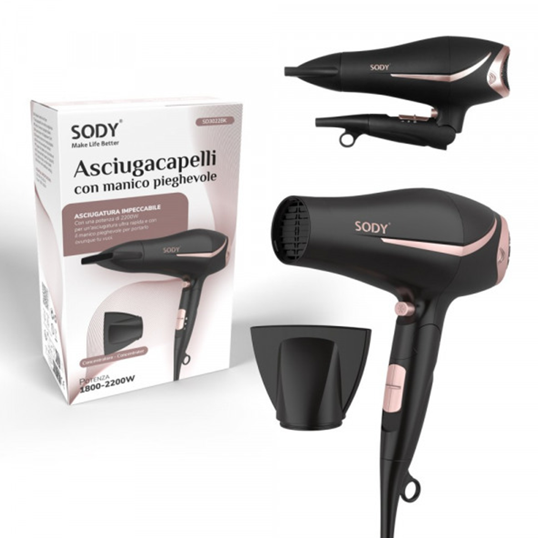 Secador de pelo con mango plegable 2200W Sody