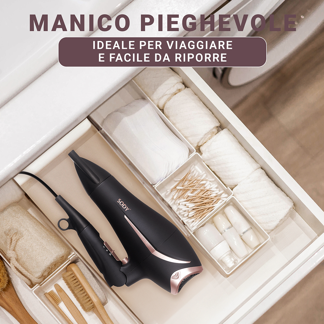 Secador de pelo con mango plegable 2200W Sody